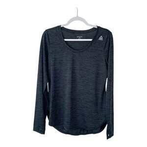 Reebok Long Sleeve Polyester Athletic Black/Gray Top